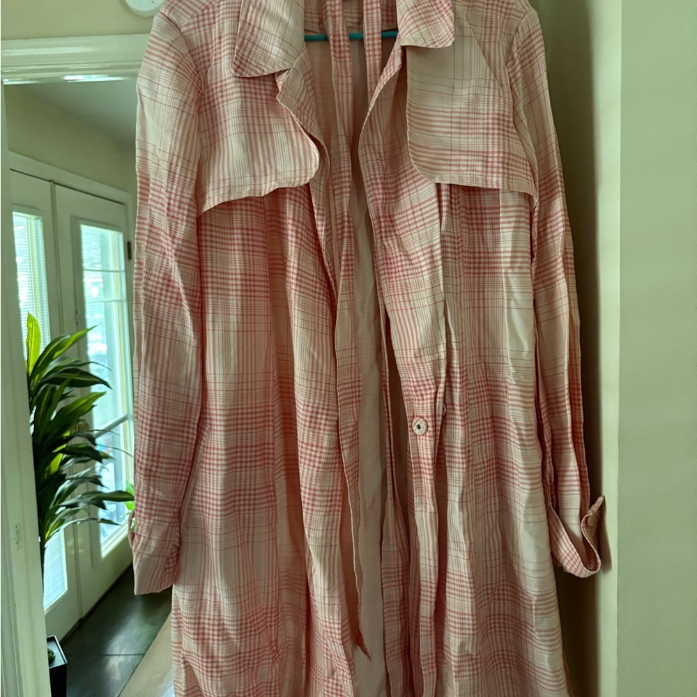LC Lauren Conrad Blush Checkered Trench Coat